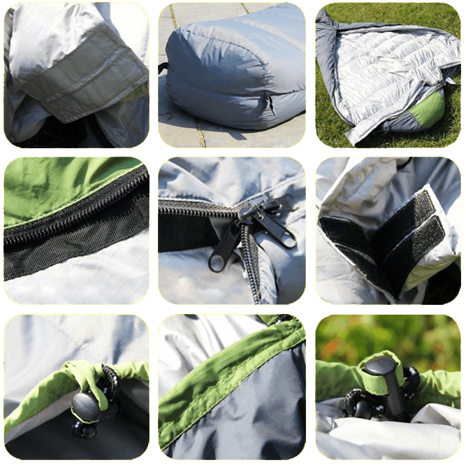 White duck down mummy sleeping bag