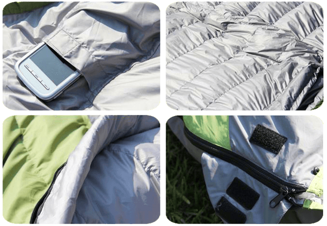 White duck down mummy sleeping bag